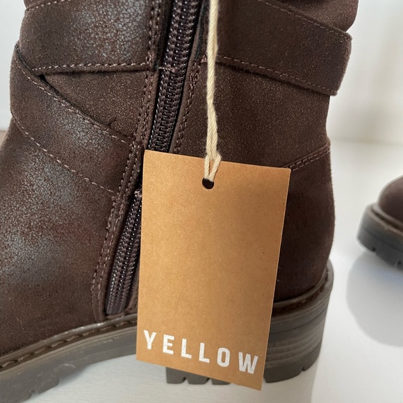 Combat Moto Boots - Faux Suede - Dark Brown - Lug Sole - Side Zipper - NWT - Picture 12 of 13